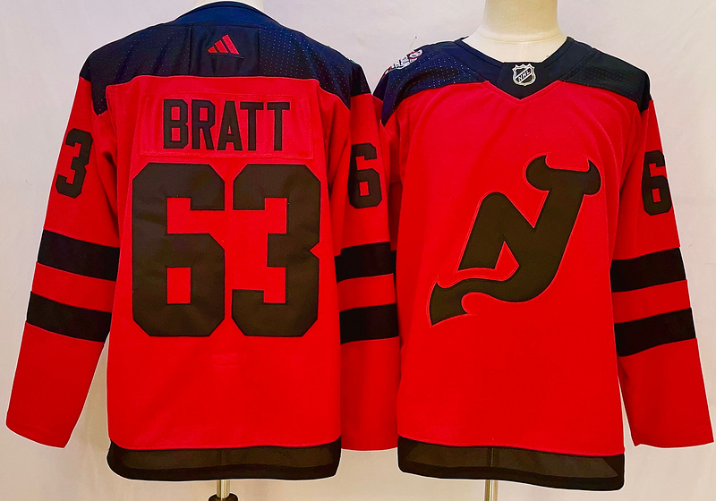 Men's New Jersey Devils Jesper Bratt #63 Red jersey